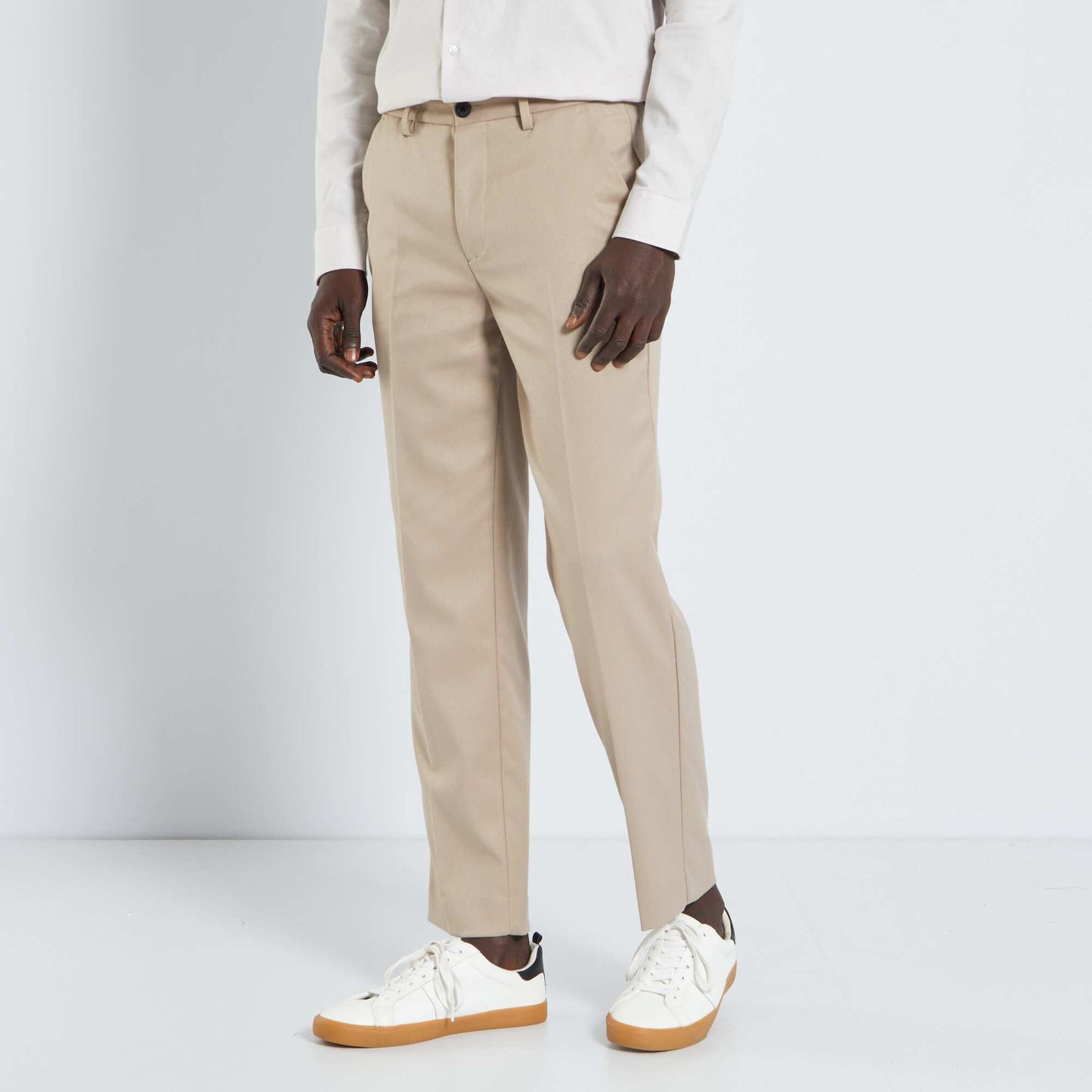 Pantalon slim cigarette stretch beige