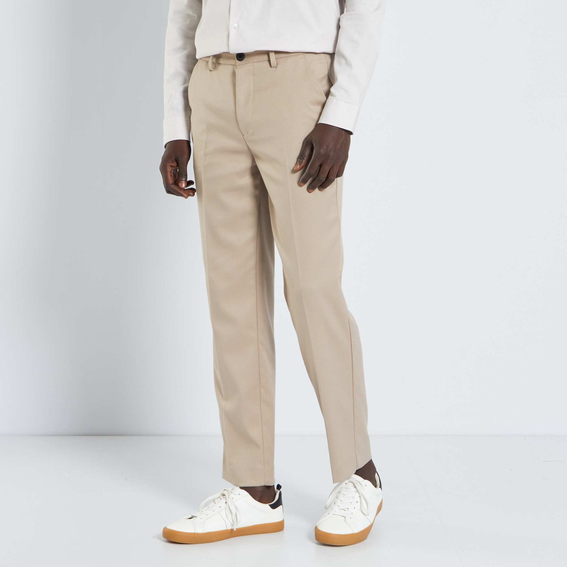 Pantalon slim cigarette stretch beige - Main Image