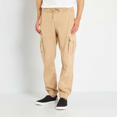 Pantalon jogger fit denim Beige