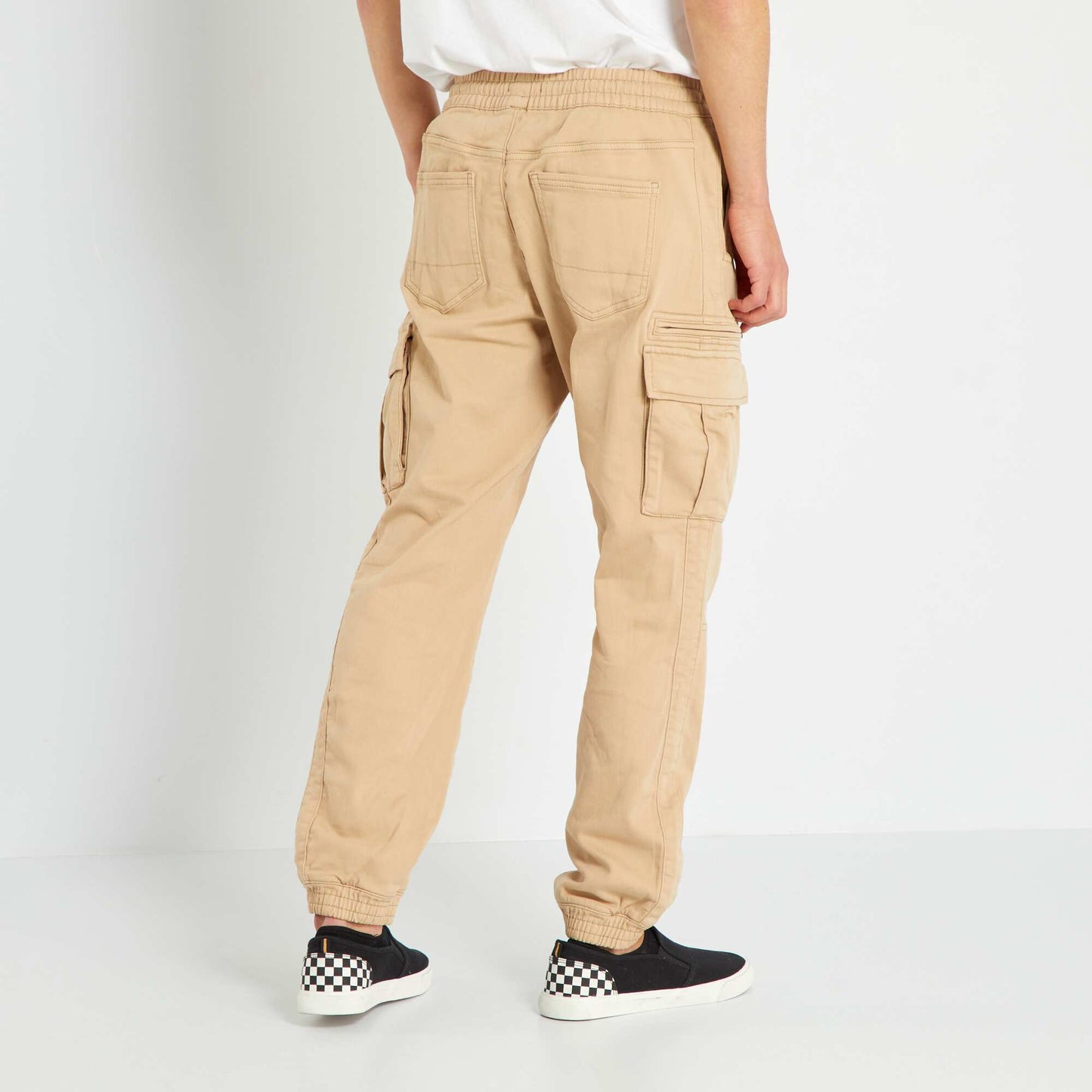 Pantalon jogger fit denim Beige