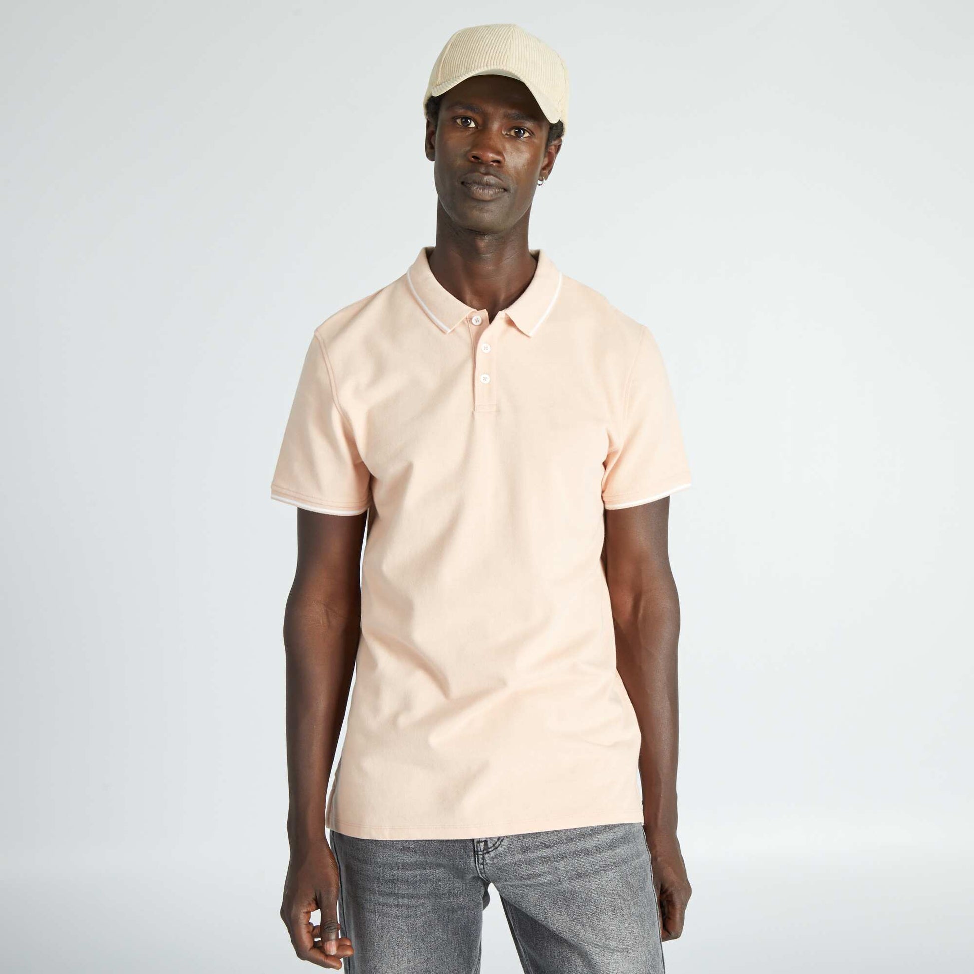 Polo en piqu de coton Rose