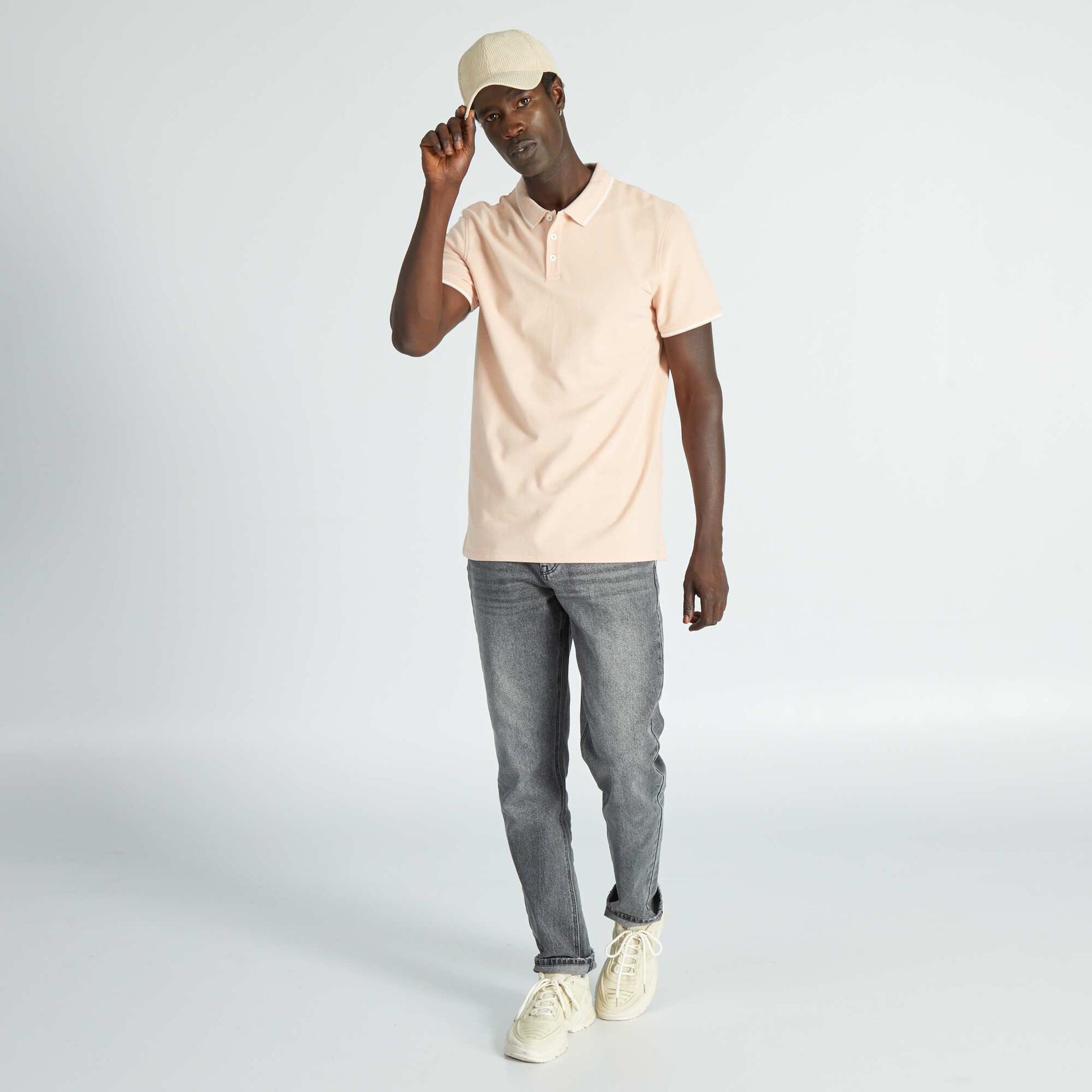 Polo en piqu de coton Rose