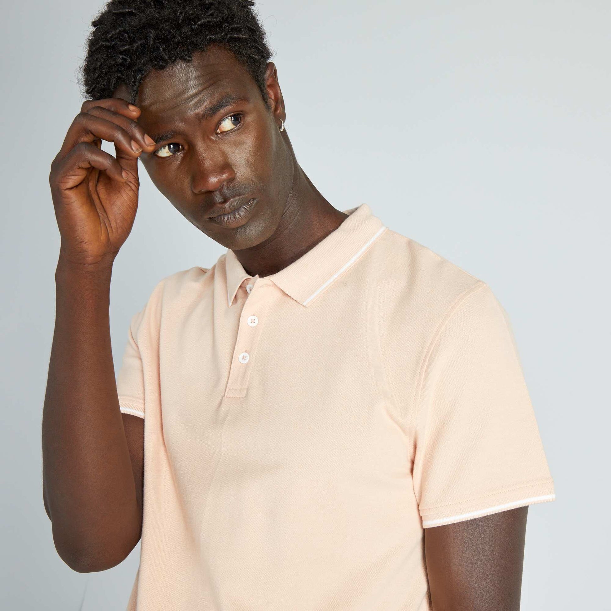 Polo en piqu de coton Rose