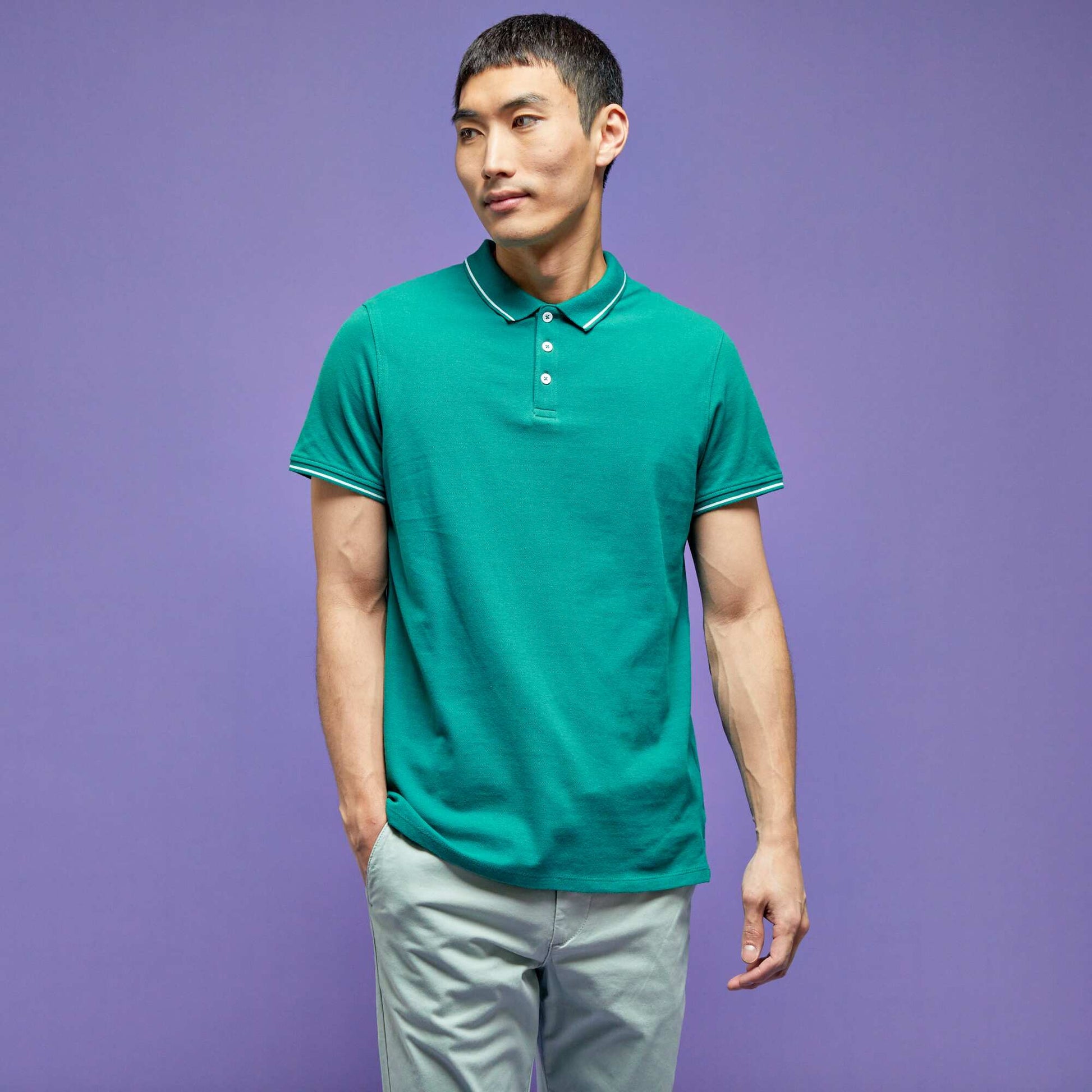 Polo en piqu de coton Vert