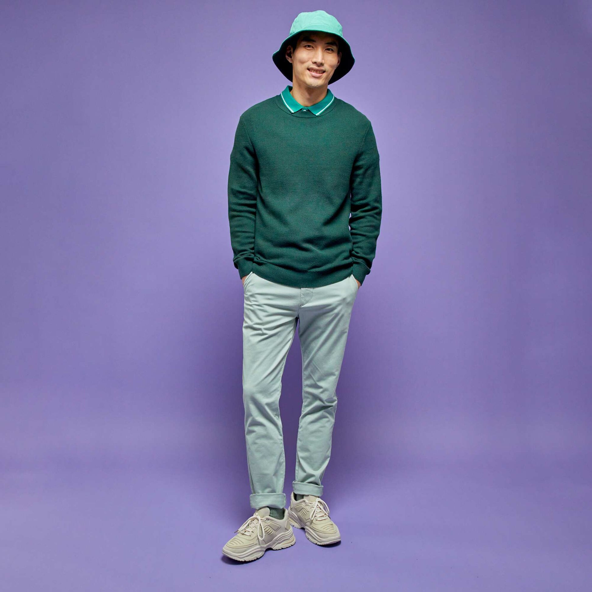 Polo en piqu de coton Vert