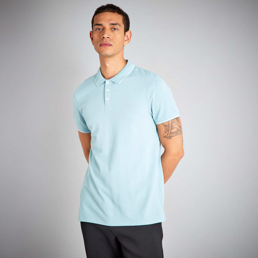 Polo en piqué de coton Bleu clair