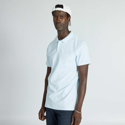 Polo en piqu de coton Bleu
