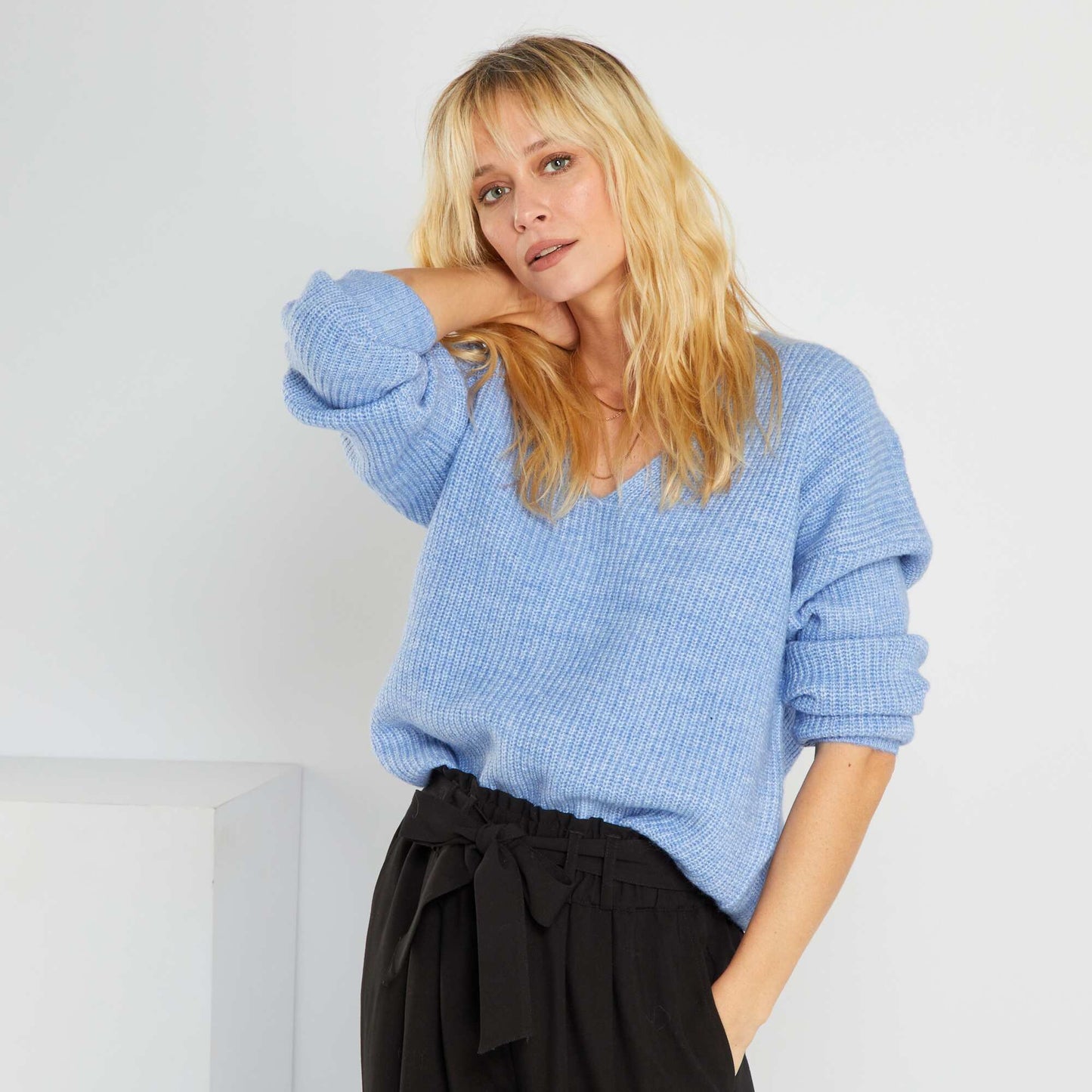 Pull maille tricot Bleu