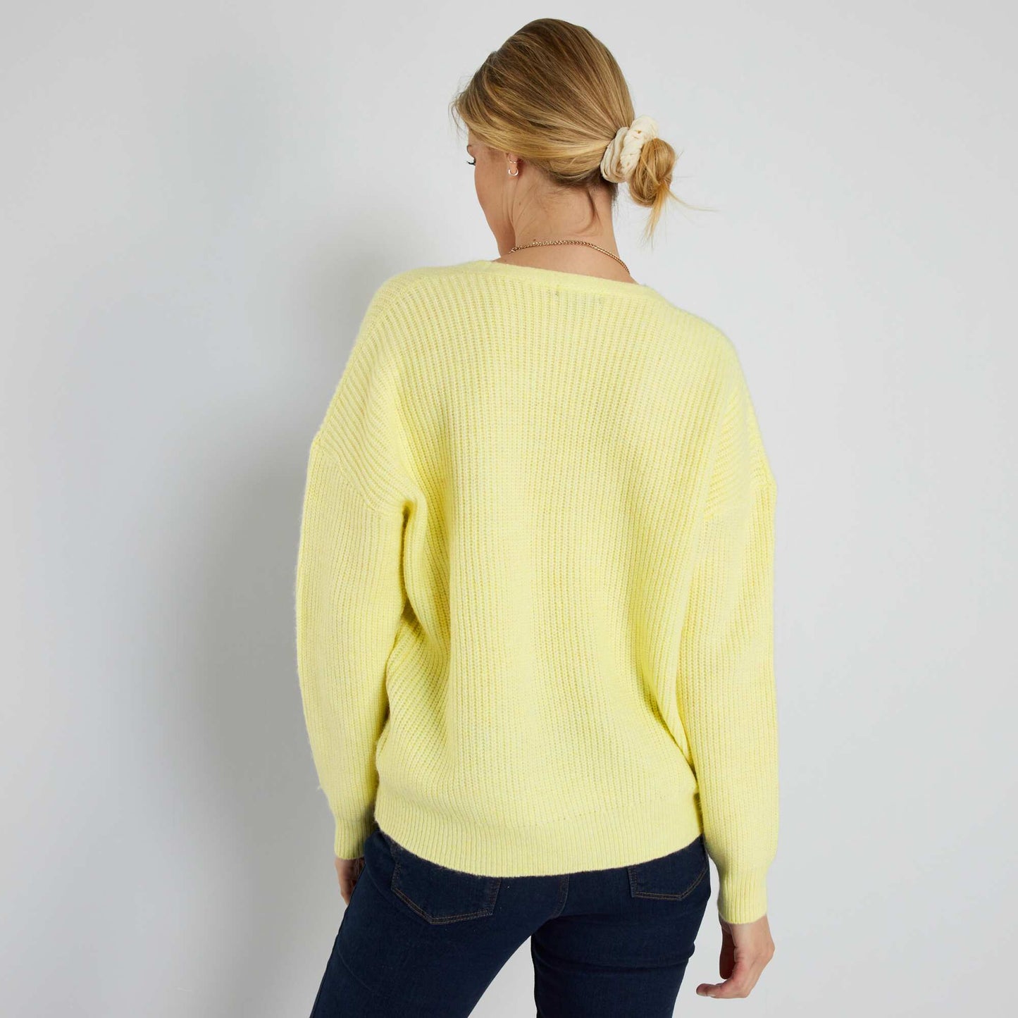 Pull maille tricot jaune