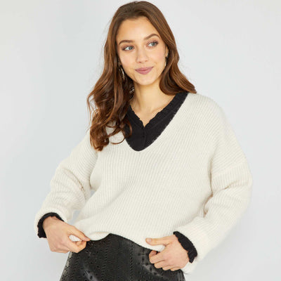 Pull maille tricot Rose poudr