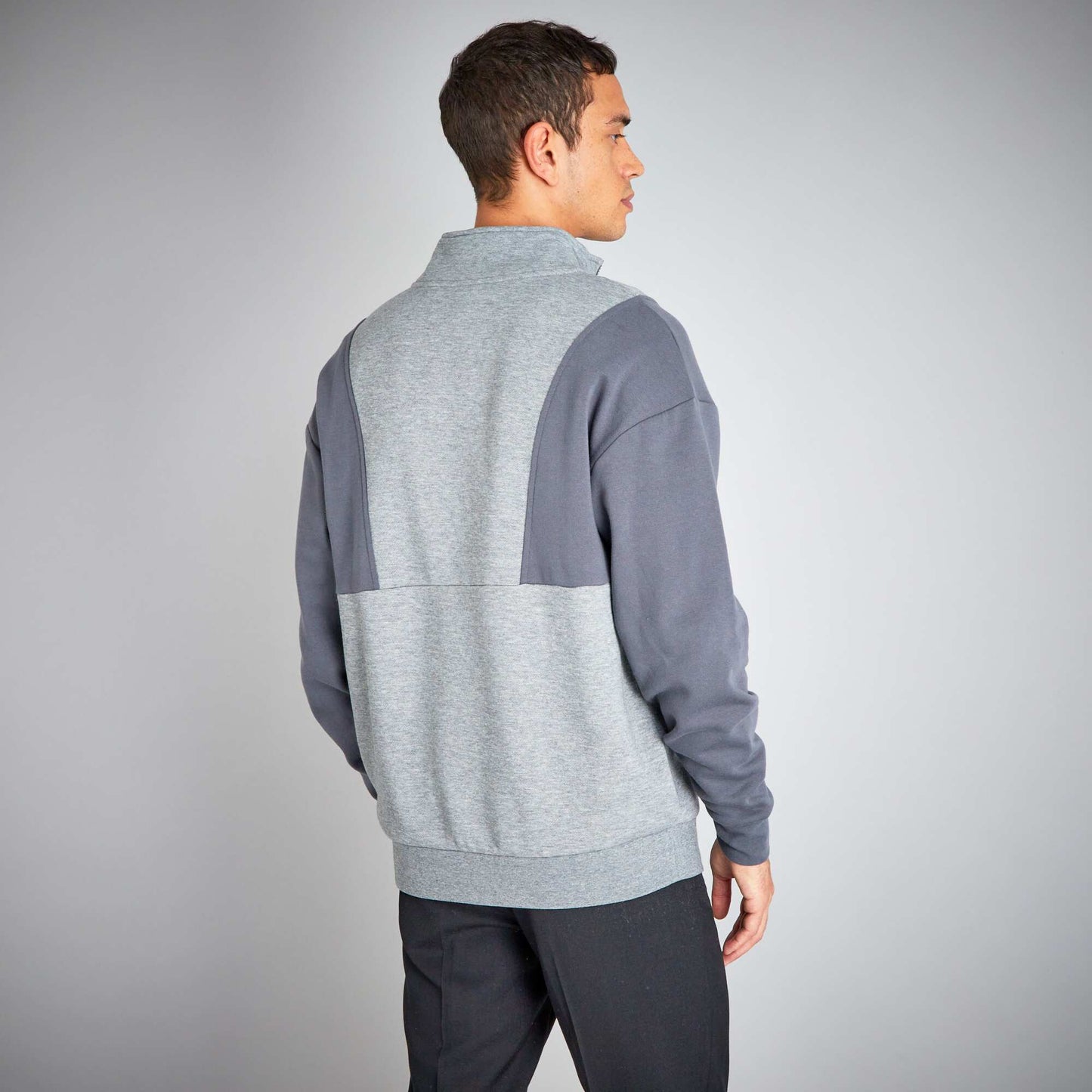 Sweat en molleton color-block Gris