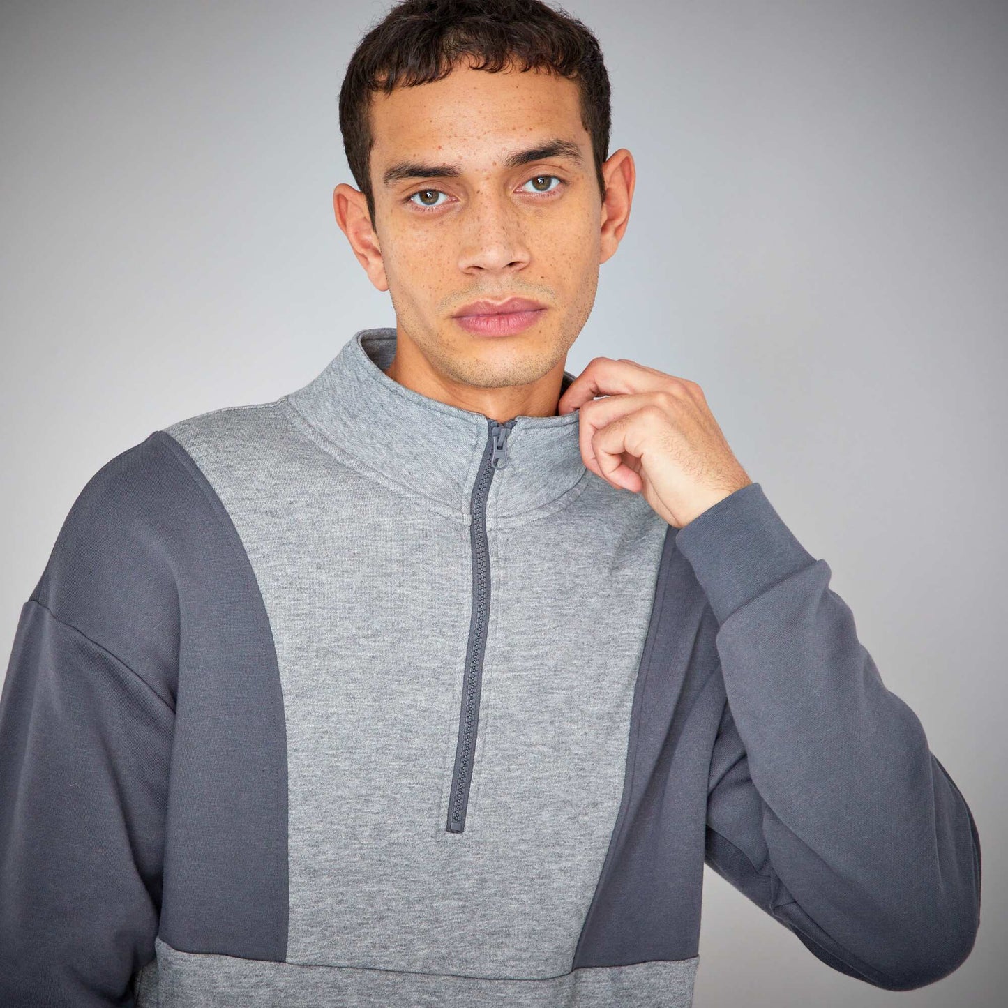 Sweat en molleton color-block Gris