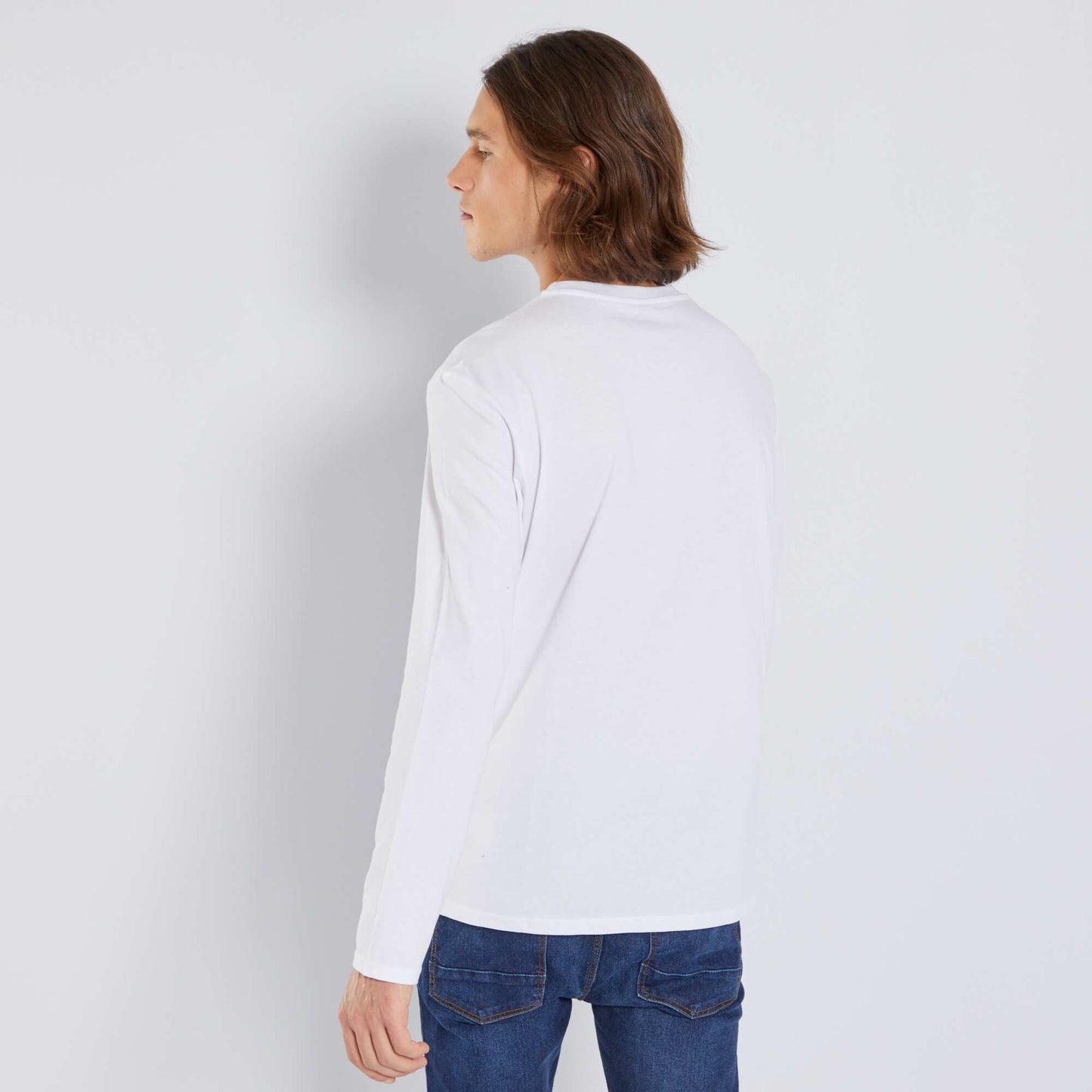 T-shirt en jersey à manches longues avec imprimé Blanc 'robot'