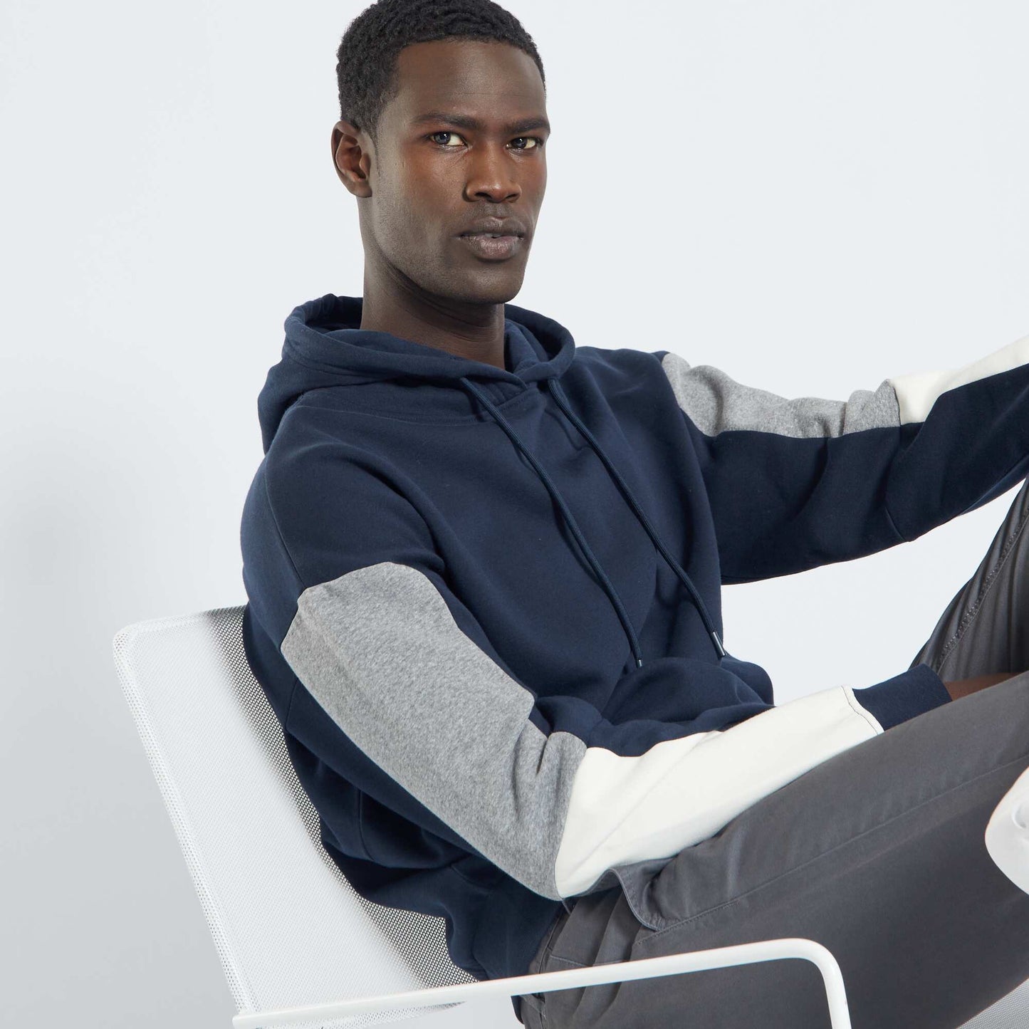 Sweat capuche en molleton color-block Bleu marine