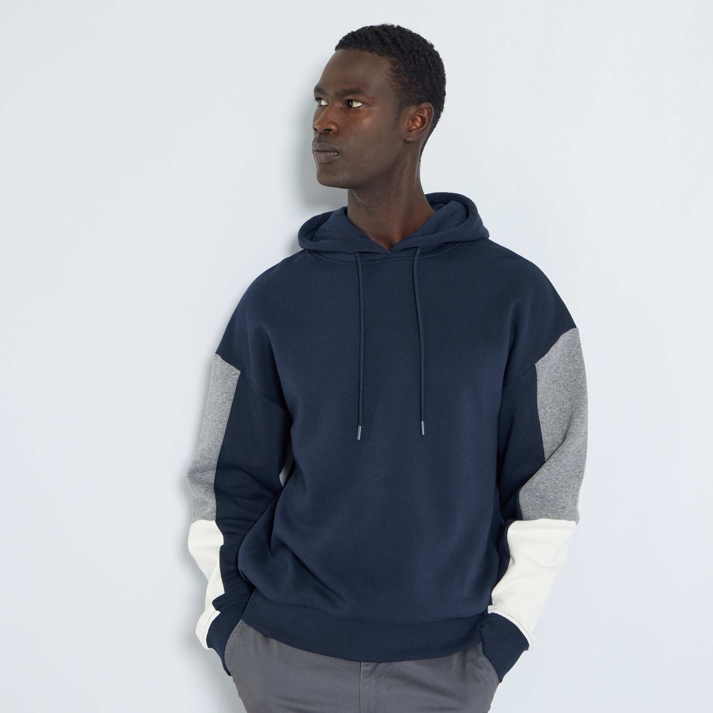 Sweat capuche en molleton color-block Bleu marine