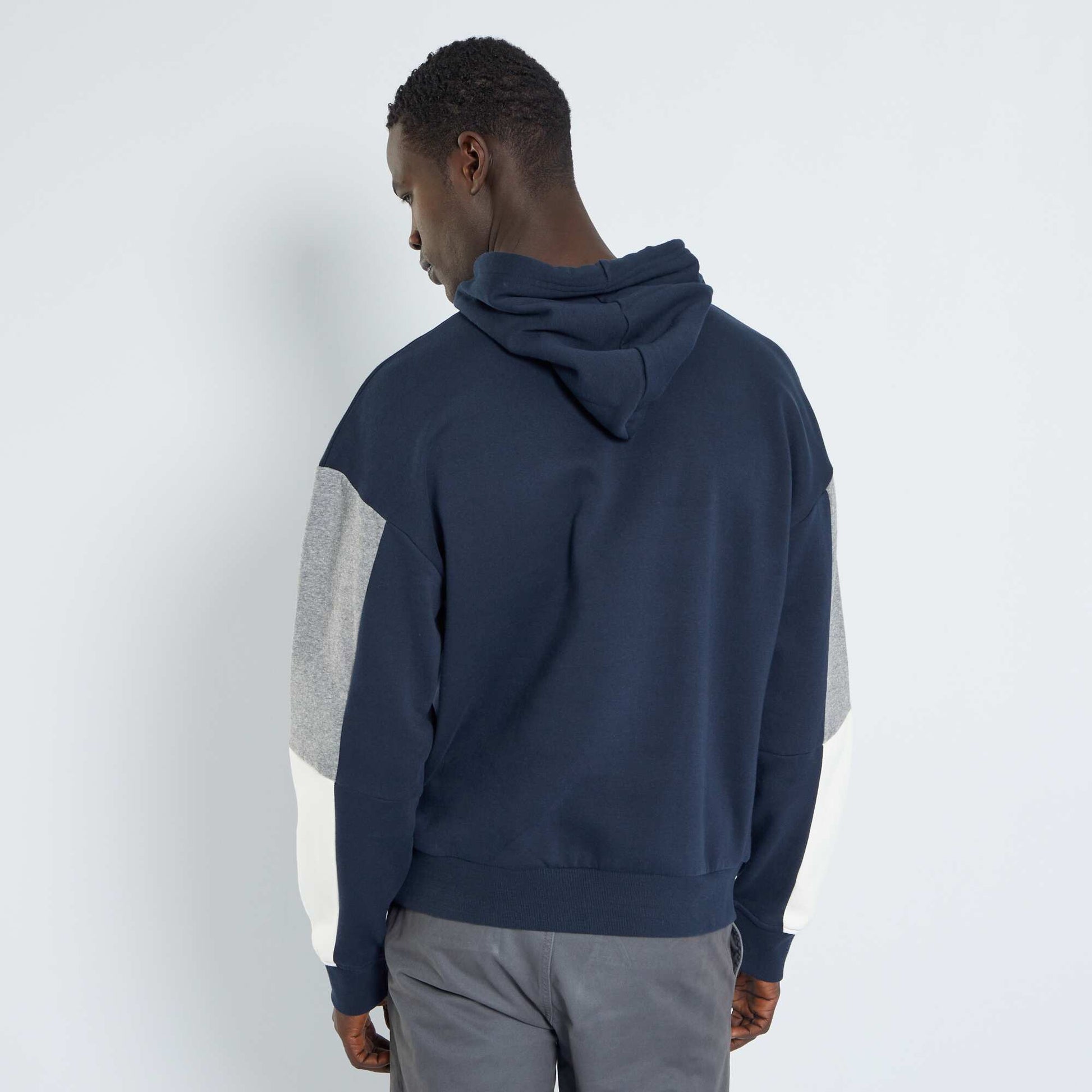 Sweat capuche en molleton color-block Bleu marine