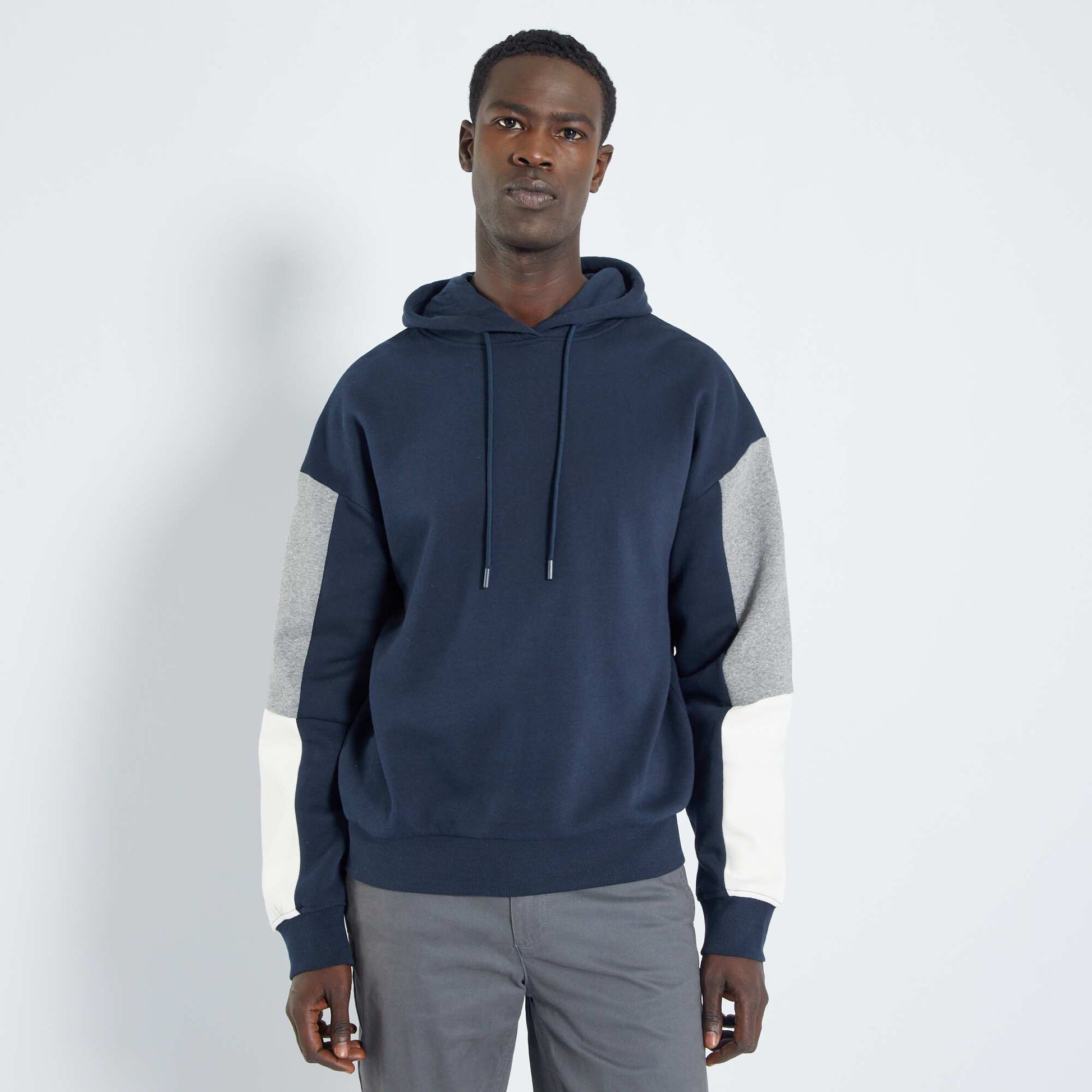 Sweat capuche en molleton color-block Bleu marine
