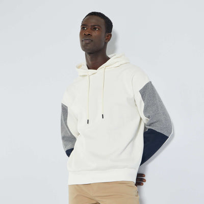 Sweat capuche en molleton color-block Blanc