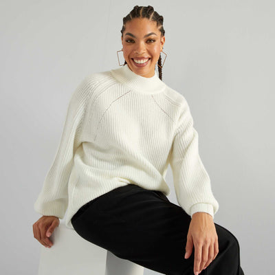 Pull en maille fantaisie Blanc