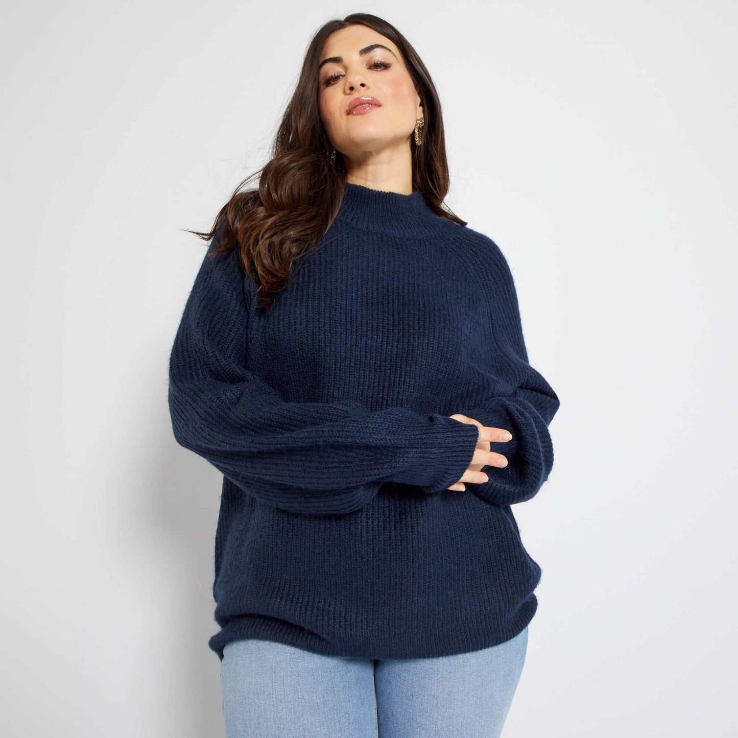 Pull en maille fantaisie bleu noir