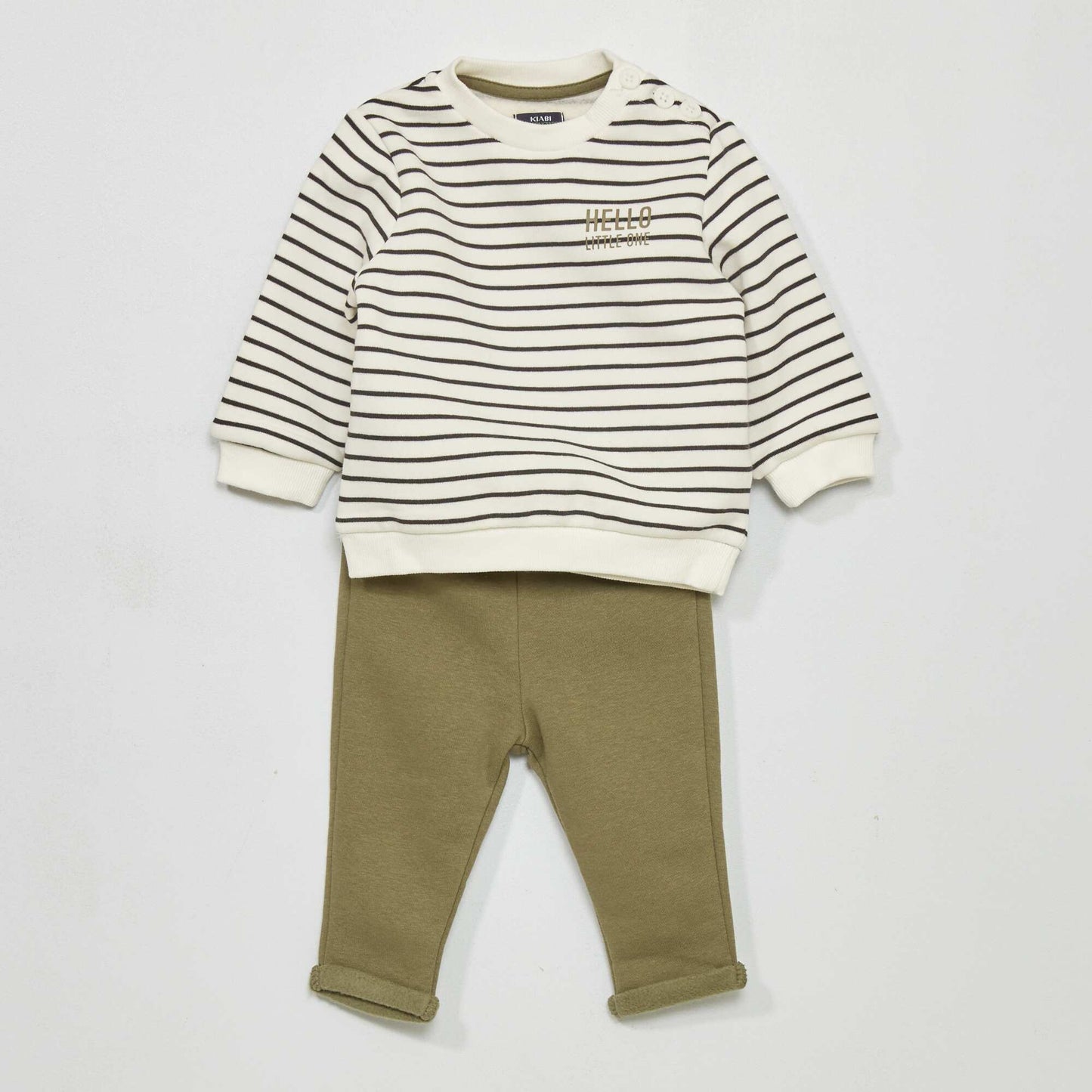 Ensemble en molleton - sweat + pantalon - 2 pi ces Blanc/kaki