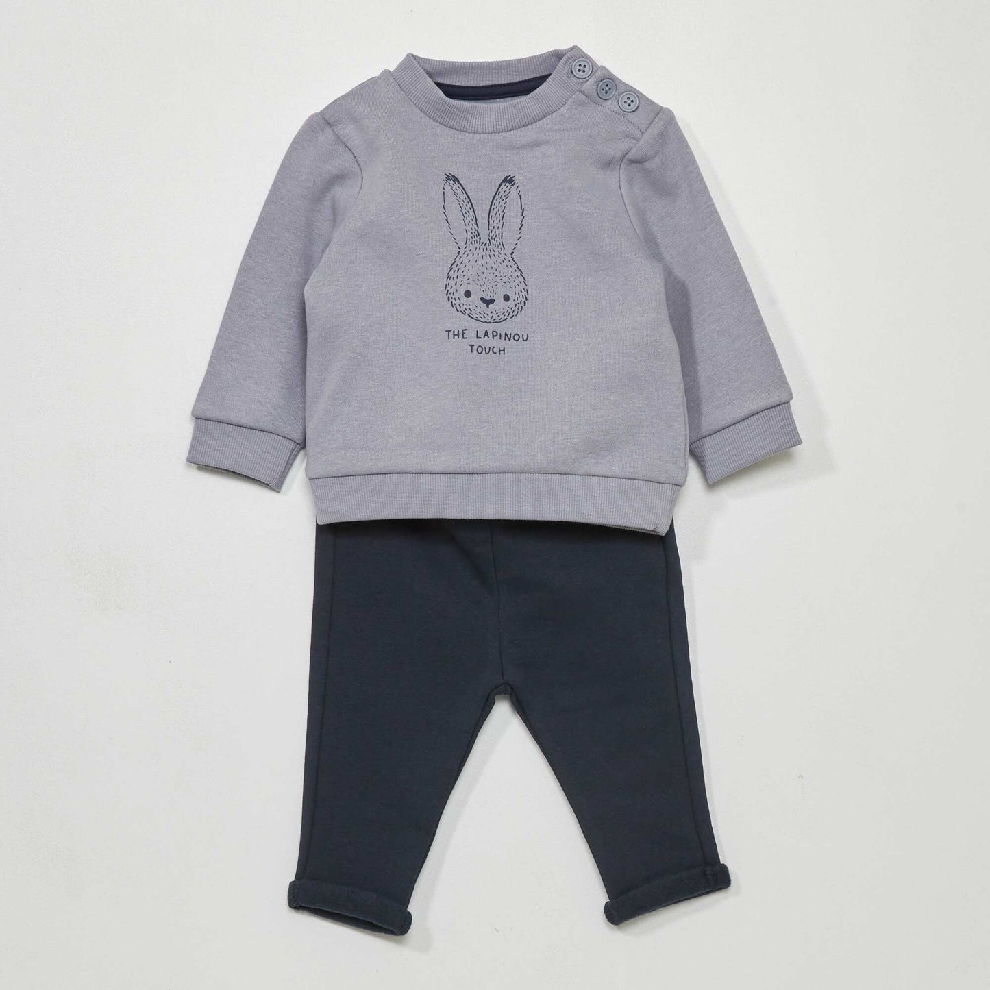 Ensemble en molleton - sweat + pantalon - 2 pi ces Gris/marine