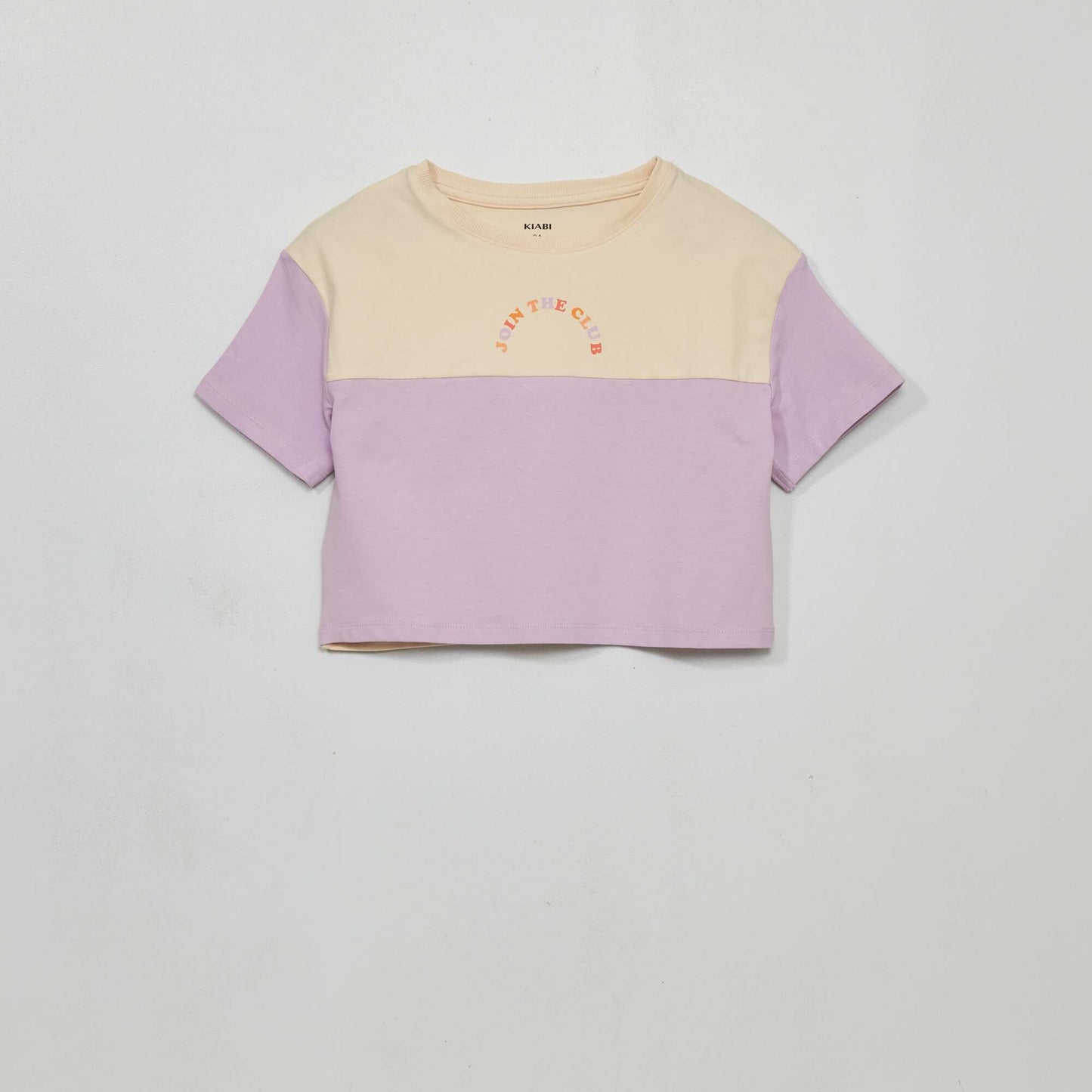 Tee-shirt crop top imprim Beige/violet