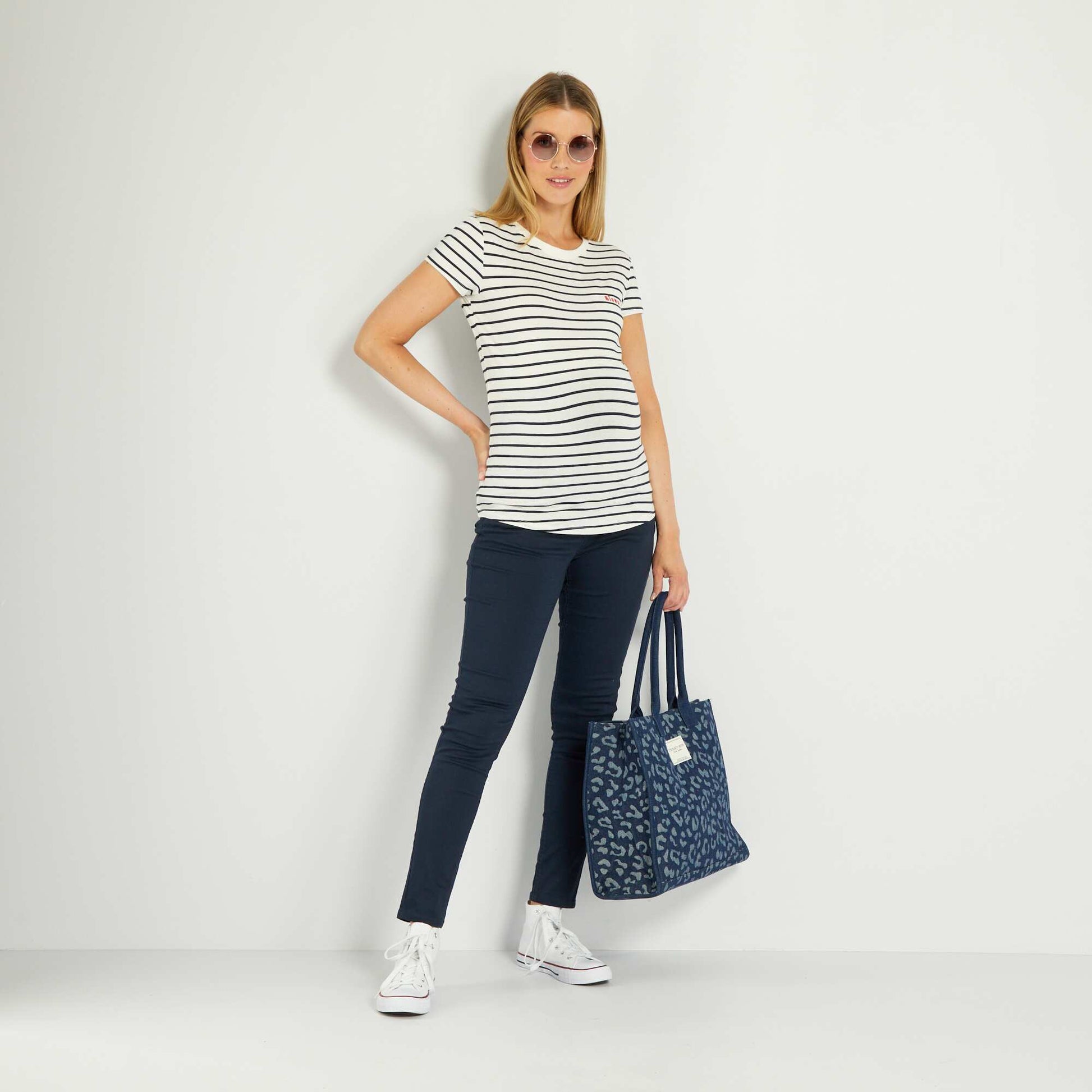 Pantalon en twill de grossesse bleu marine