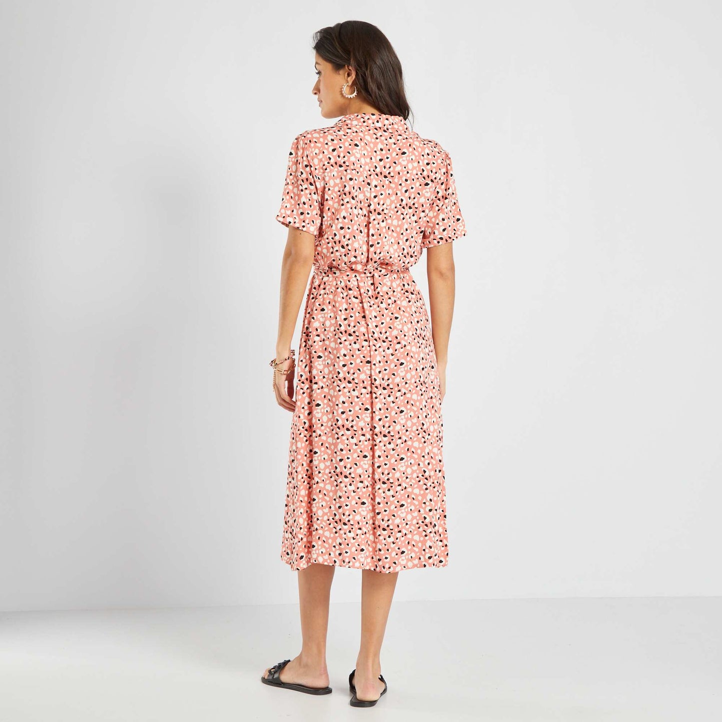 Robe midi avec imprim Rose