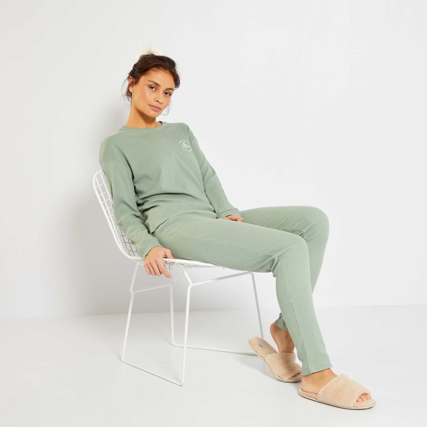 Pyjama long en maille c tel e Vert