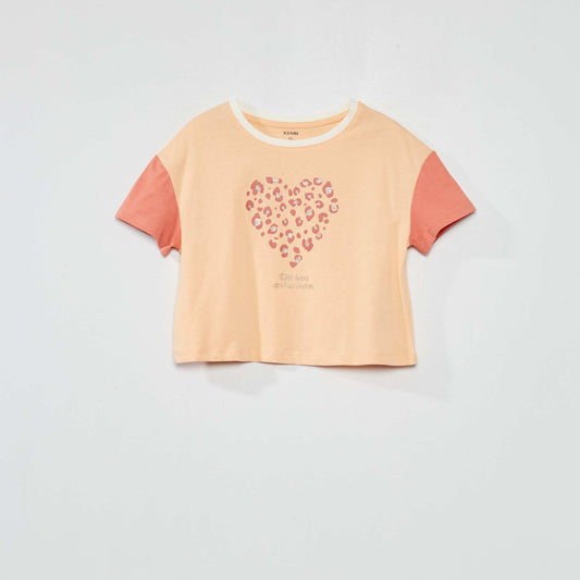 Crop-top bicolore en jersey Orange