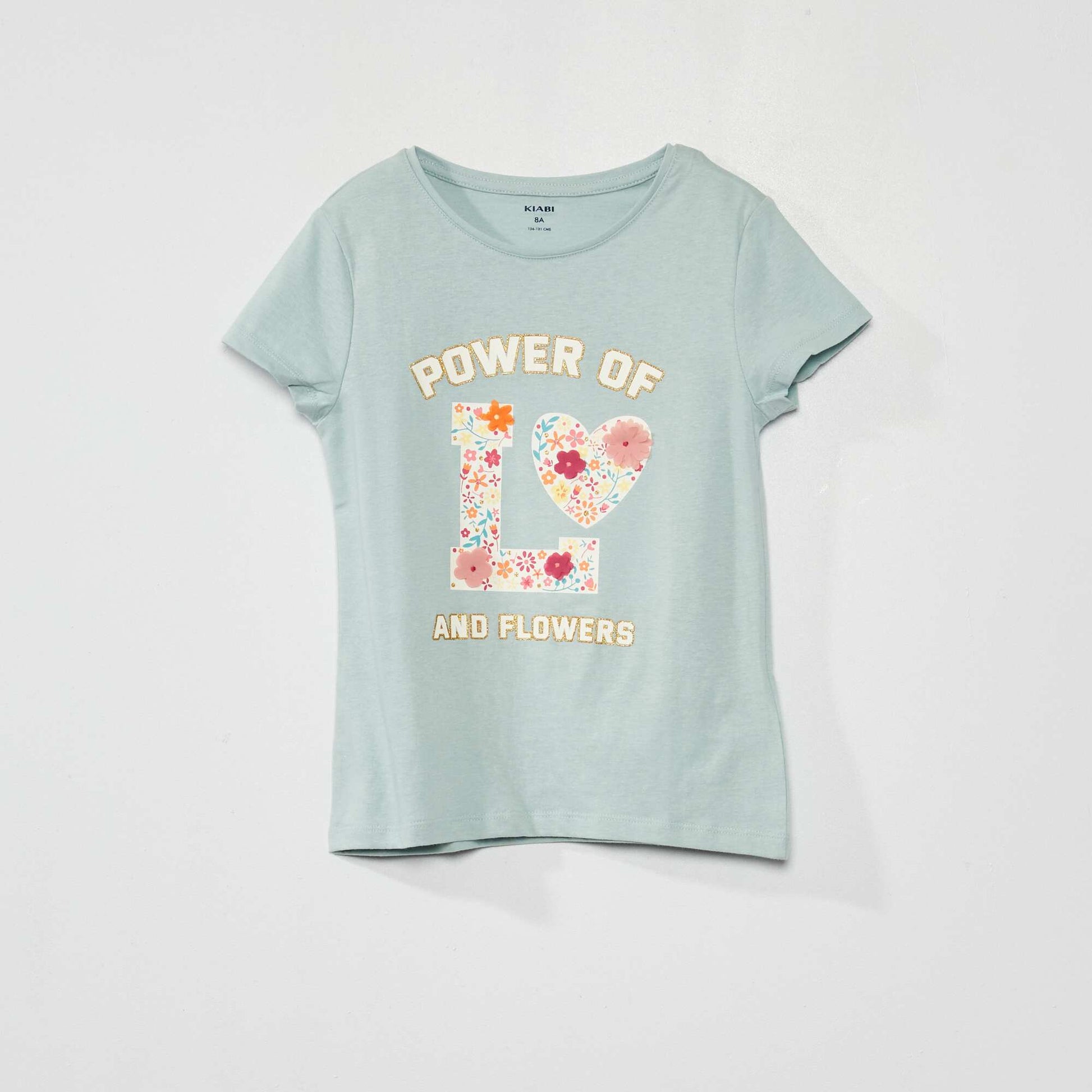 Tee-shirt coton imprim fantaisie Bleu clair