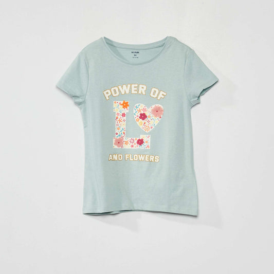 Tee-shirt coton imprim fantaisie Bleu clair