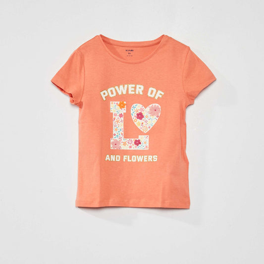 Tee-shirt coton imprim fantaisie Rose