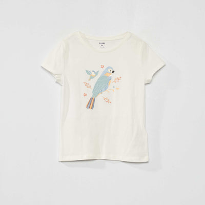 Tee-shirt coton imprim fantaisie Blanc