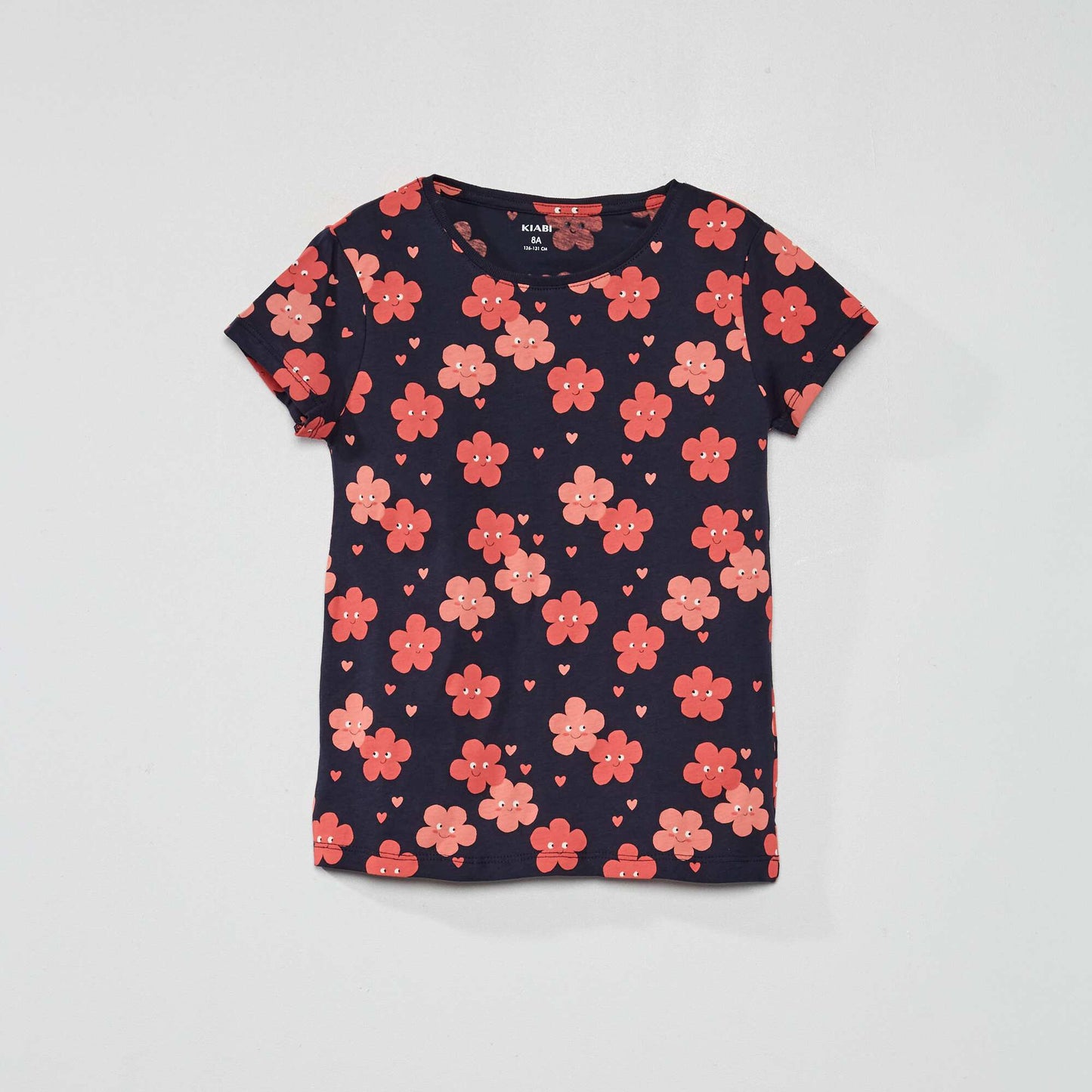 Tee-shirt imprim 'fleuri' Bleu/rose