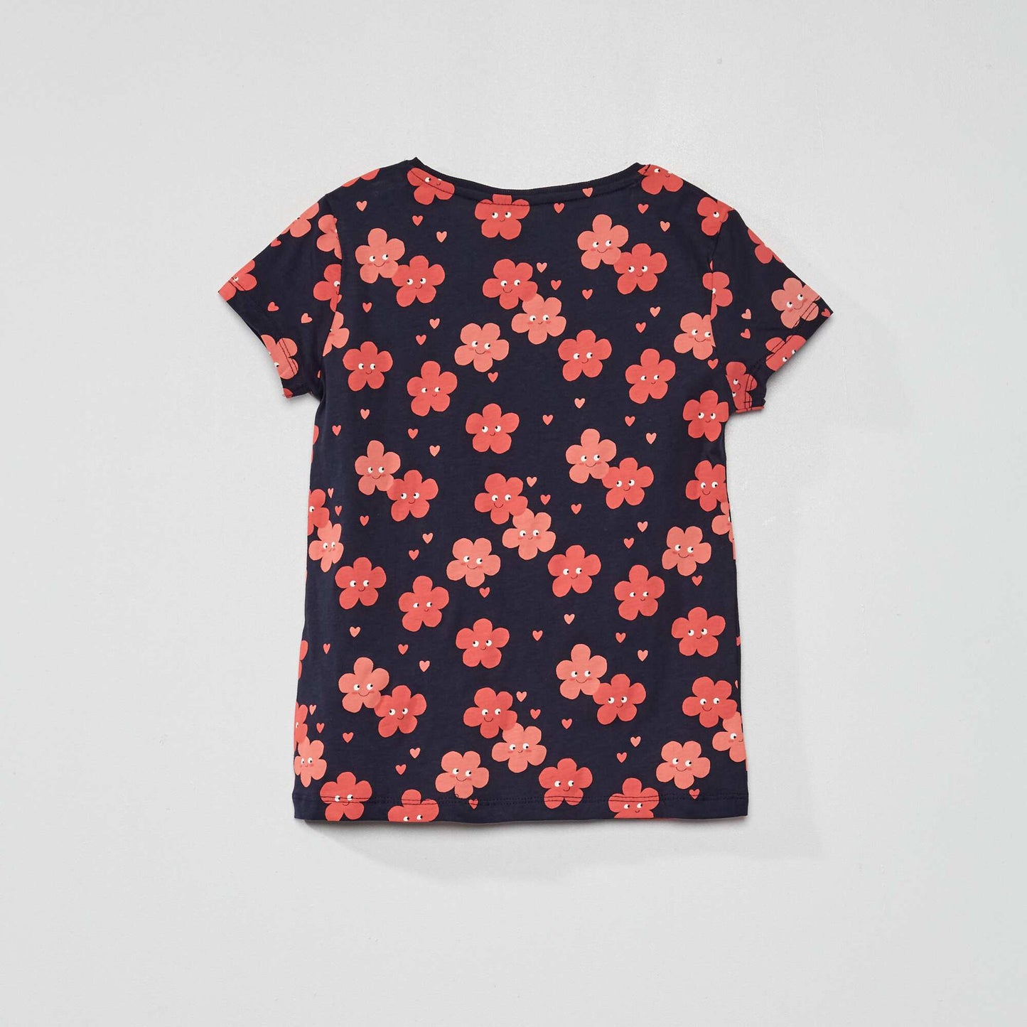 Tee-shirt imprim 'fleuri' Bleu/rose