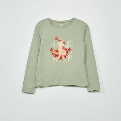 Tee-shirt manches longues imprim fantaisie Vert
