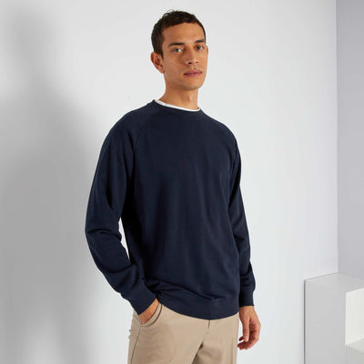 Sweat uni en molleton Bleu marine