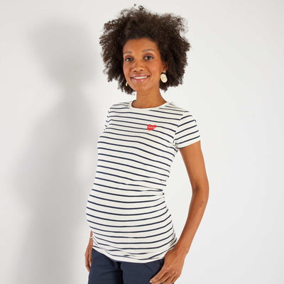 T-shirt grossesse avec imprim Blanc rayures et coeur