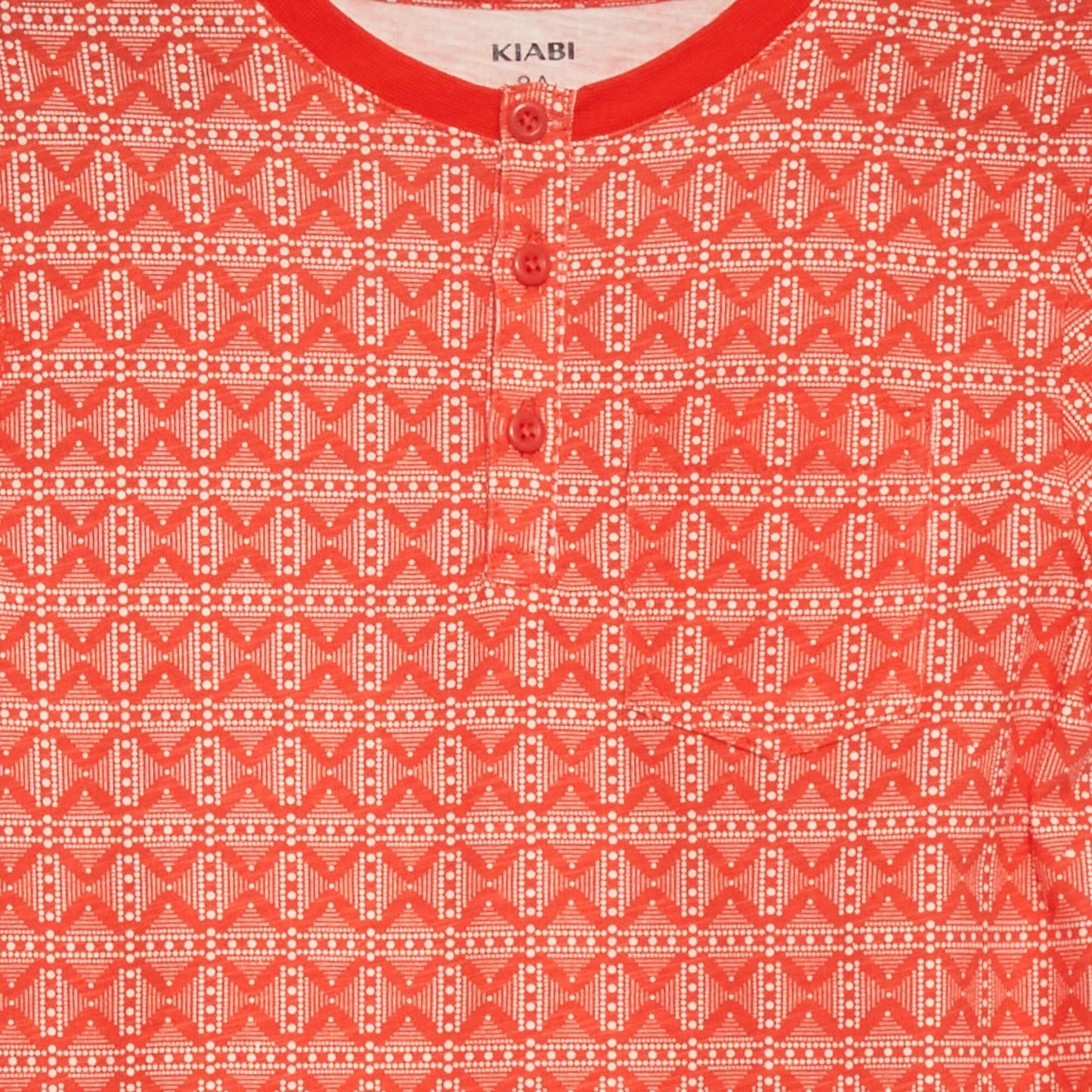 T-shirt col tunisien motif Rouge