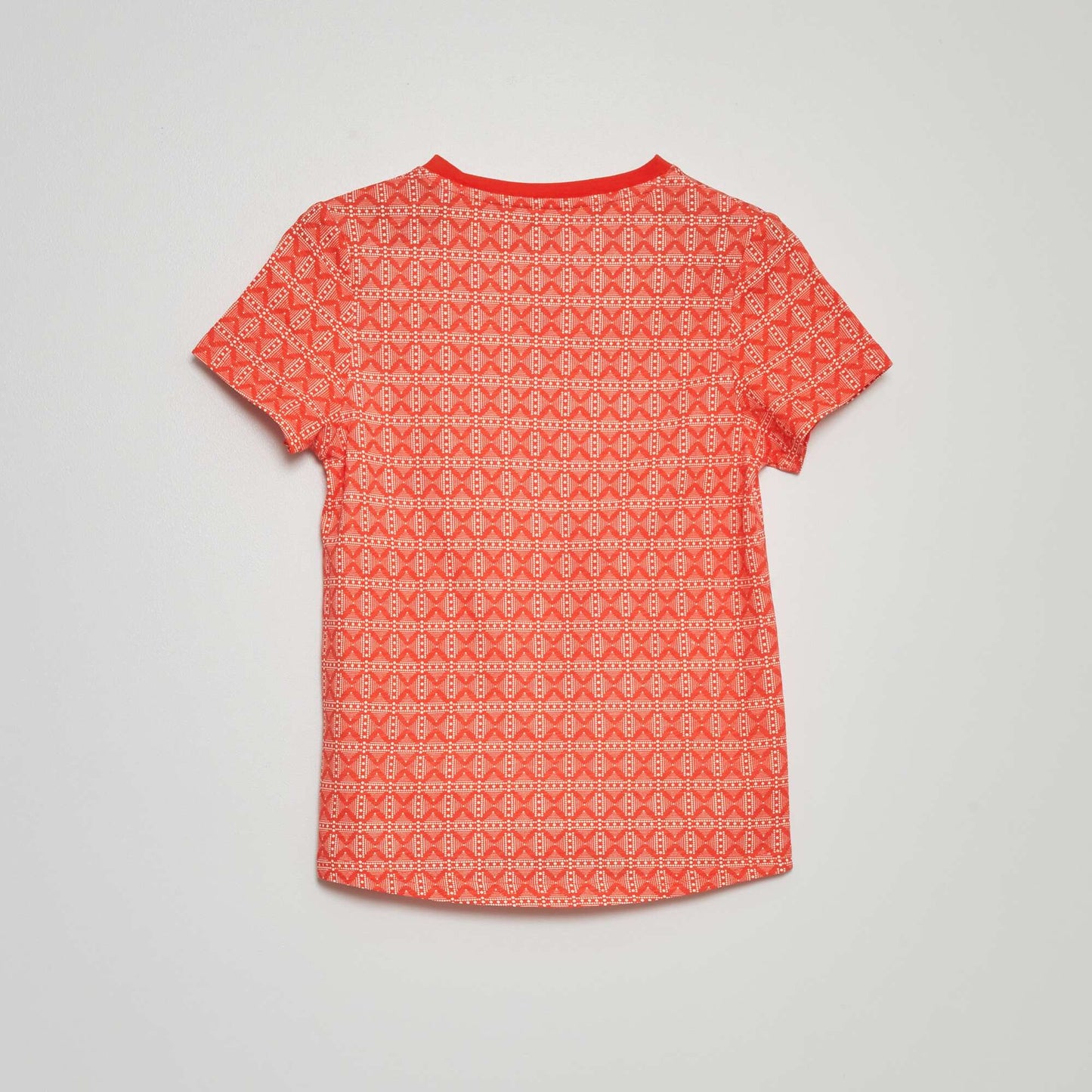 T-shirt col tunisien motif Rouge