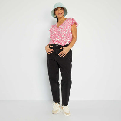 Blouse col V avec imprim Rose