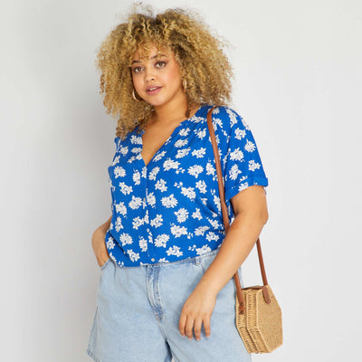 Chemisier col V motifs Bleu