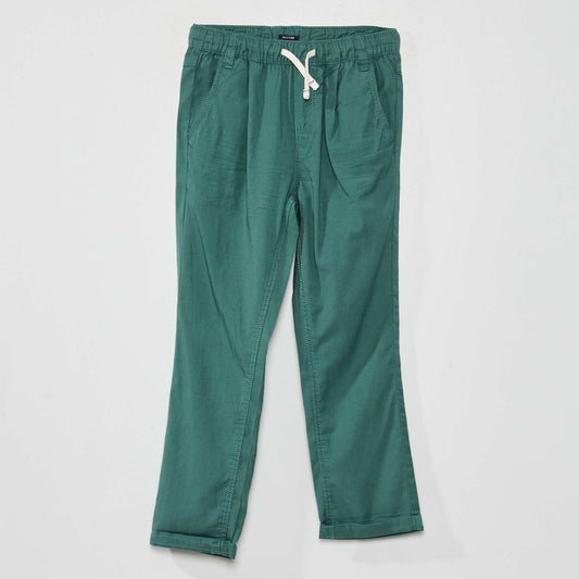 Pantalon en tencel avec taille lastique vert de gris