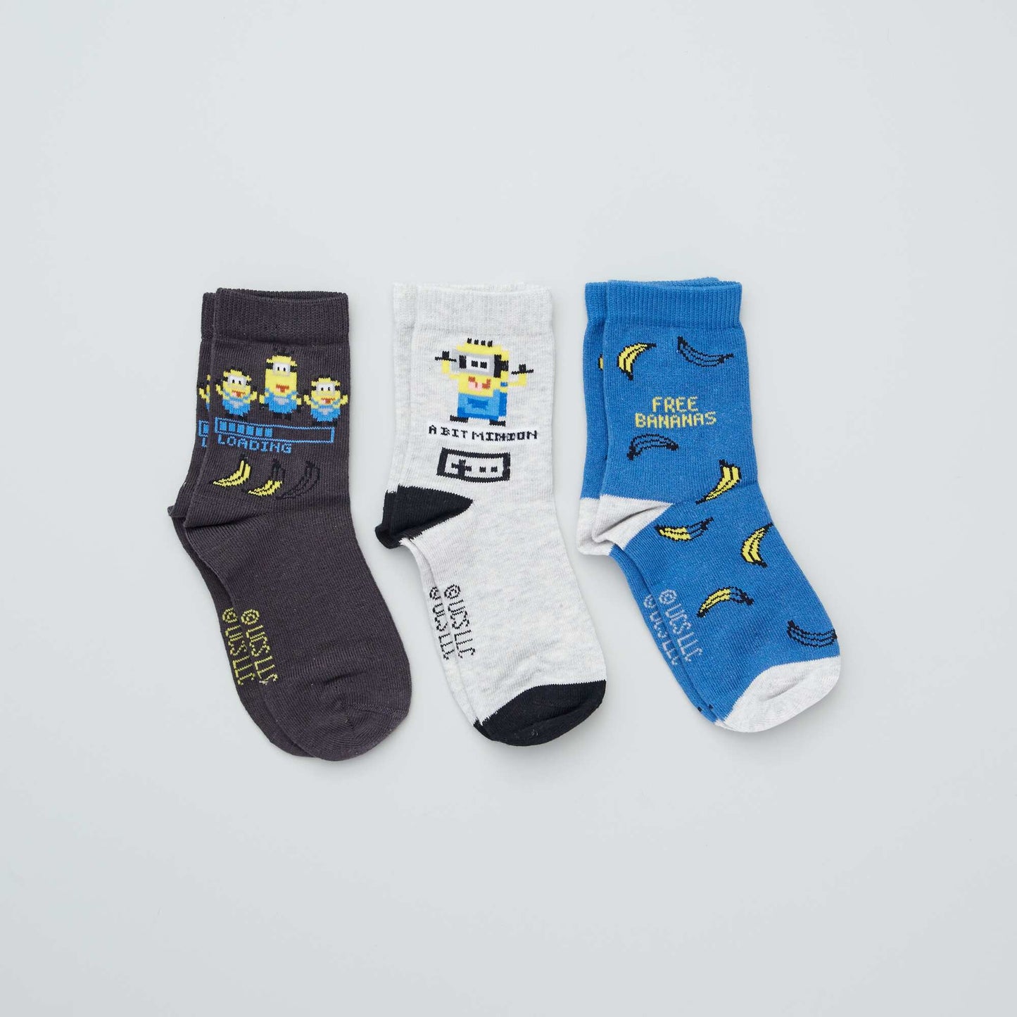 3 paires de chaussettes 'minions' Bleu