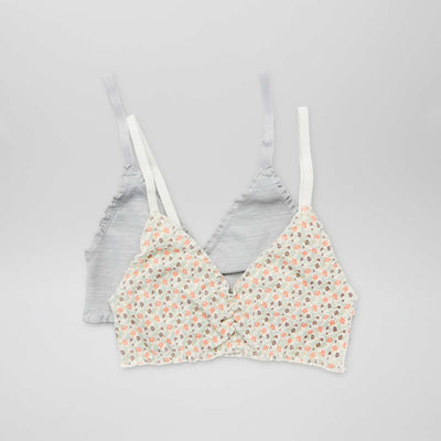Lot de 2 brassi res en maille c tel e Gris/blanc