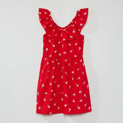 Robe imprim e col bardot Rouge
