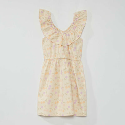 Robe imprim e col bardot Ecru