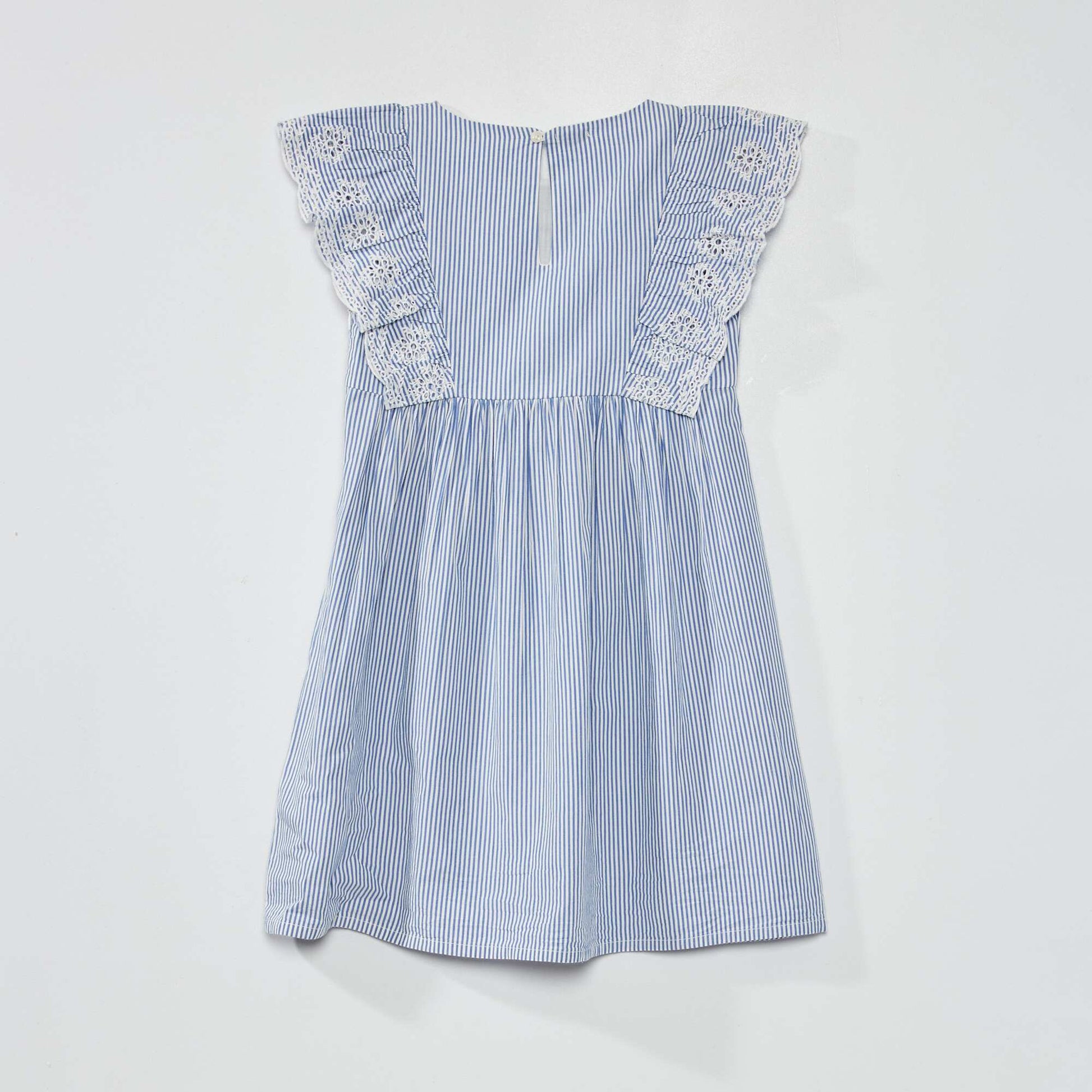 Robe motif avec volants et broderies anglaises Bleu
